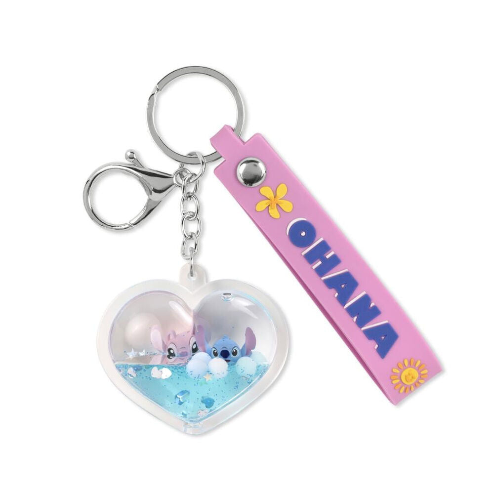 disney ohana heart angel & stitch keychain