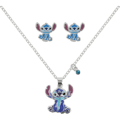 disney stitch pendant and earring set