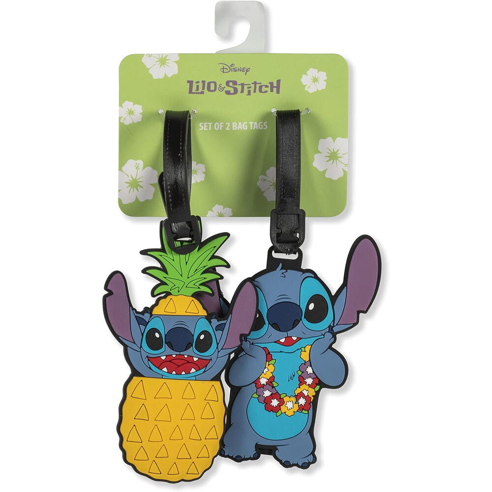 set of 2 disney stitch luggage tags
