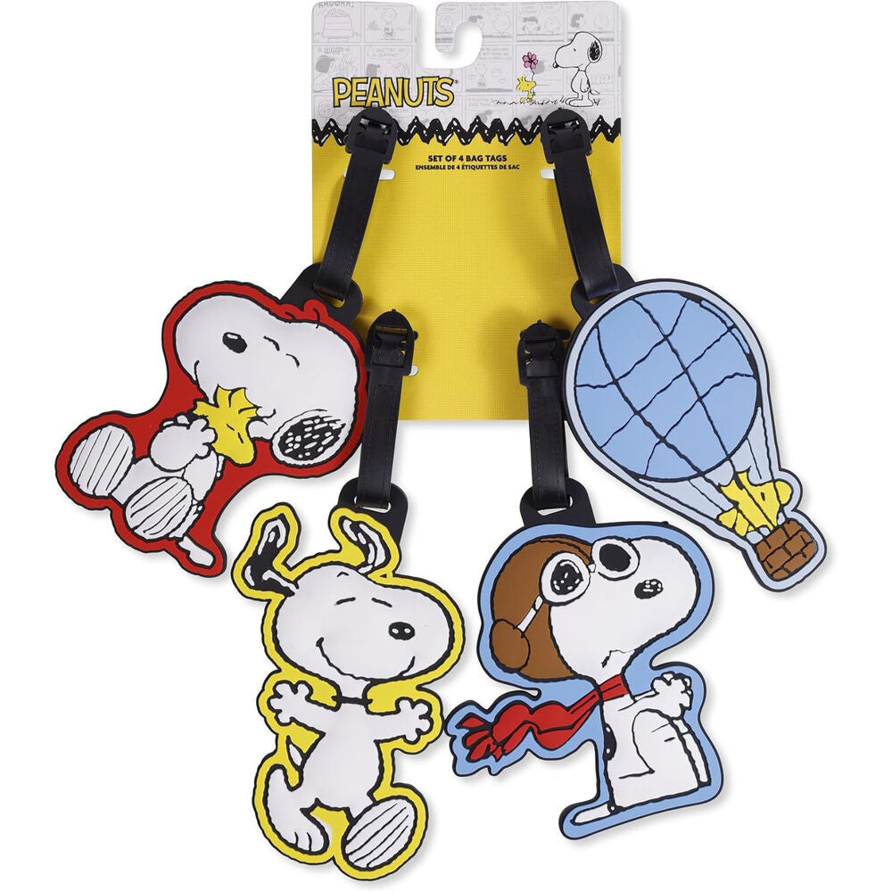 set of 4 snoopy peanuts luggage tags