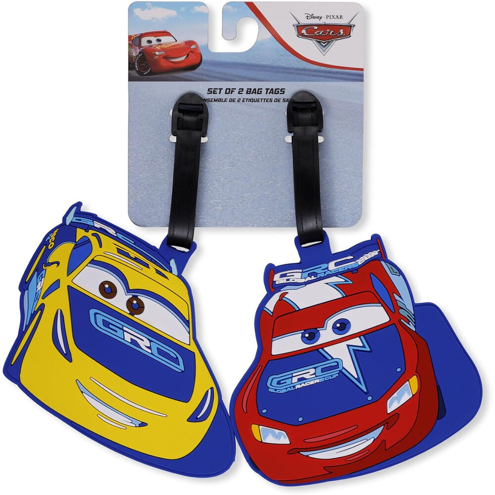 set of 2 disney pixar cars luggage tags