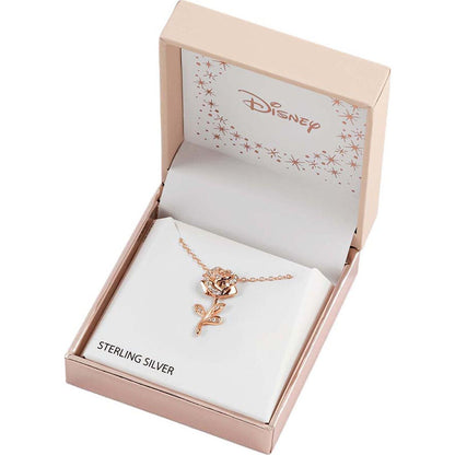 Disney Beauty and the Beast Rose Pendant in Silver