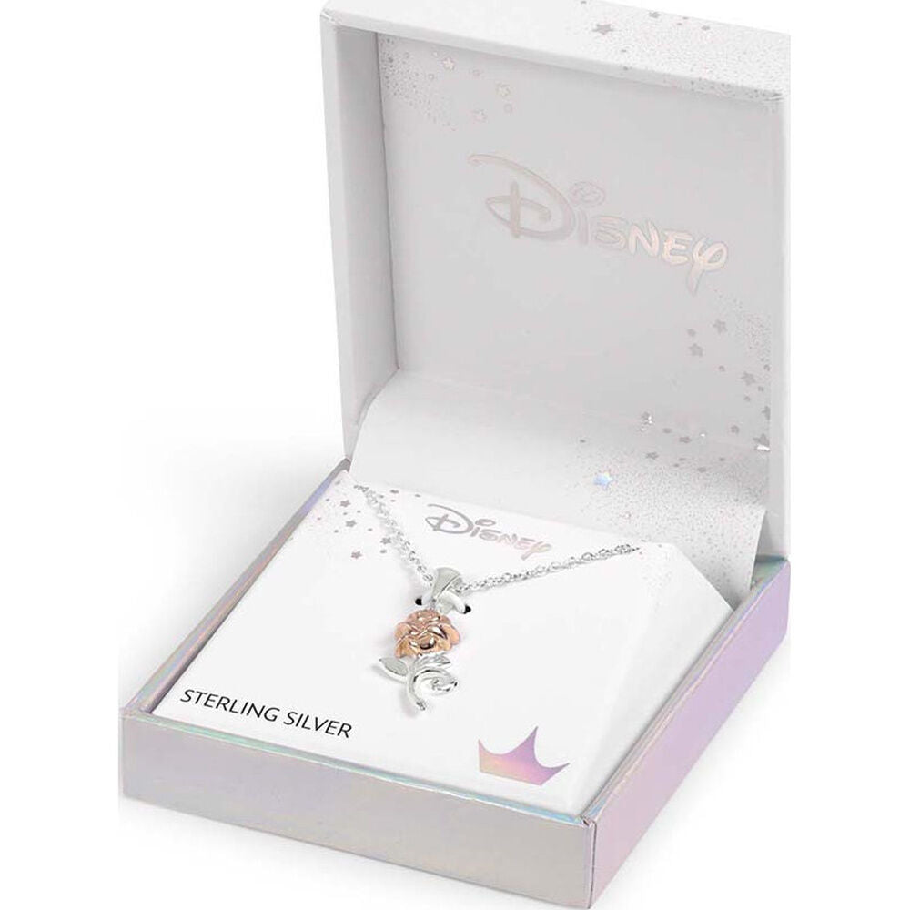 Disney Beauty and the Beast Rose Pendant in Silver