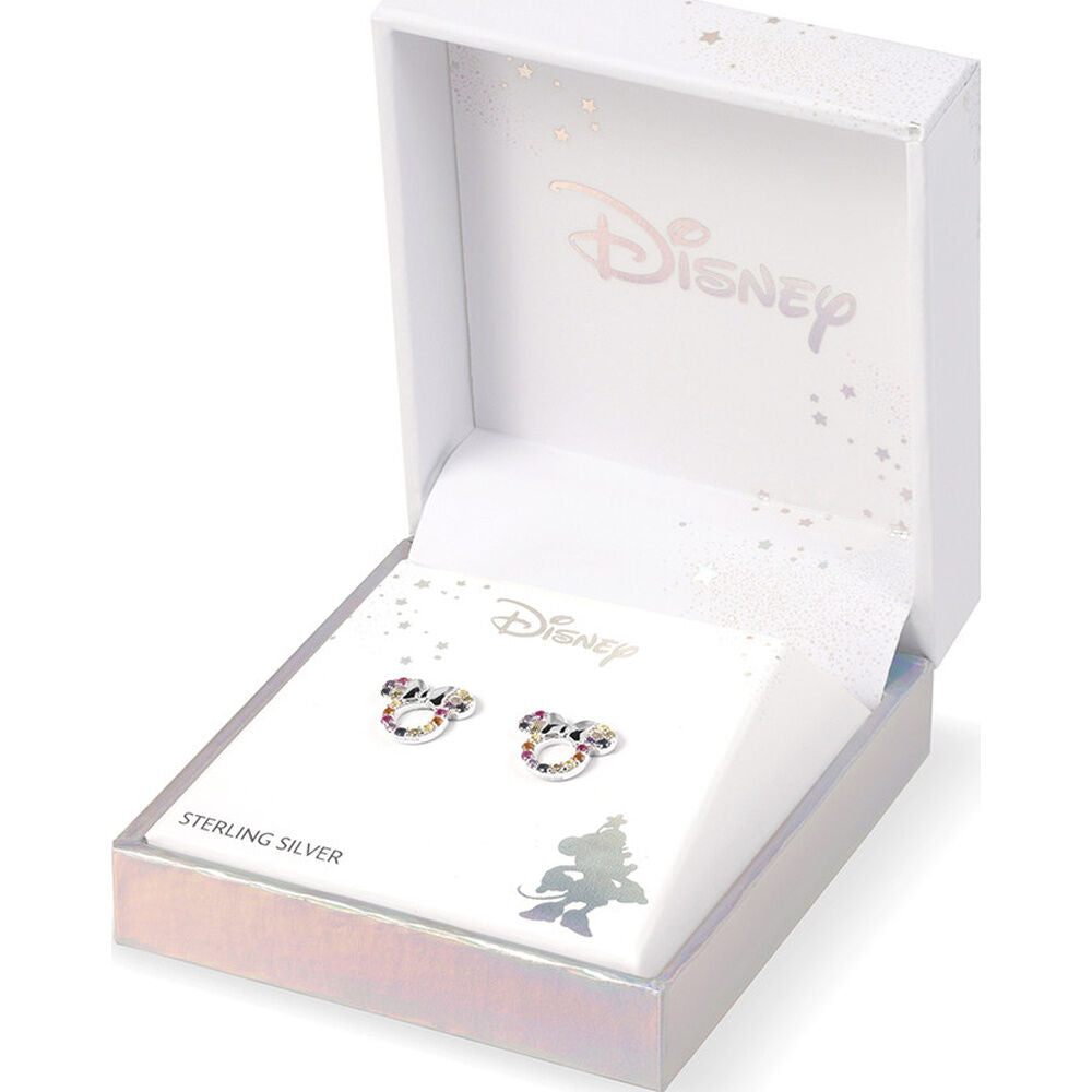 Rainbow Minnie Mouse earrings, silver