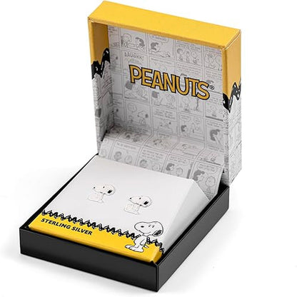 brincos de prata do Snoopy Peanuts
