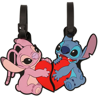 Set di 2 etichette per bagagli Disney con Angel e Stitch