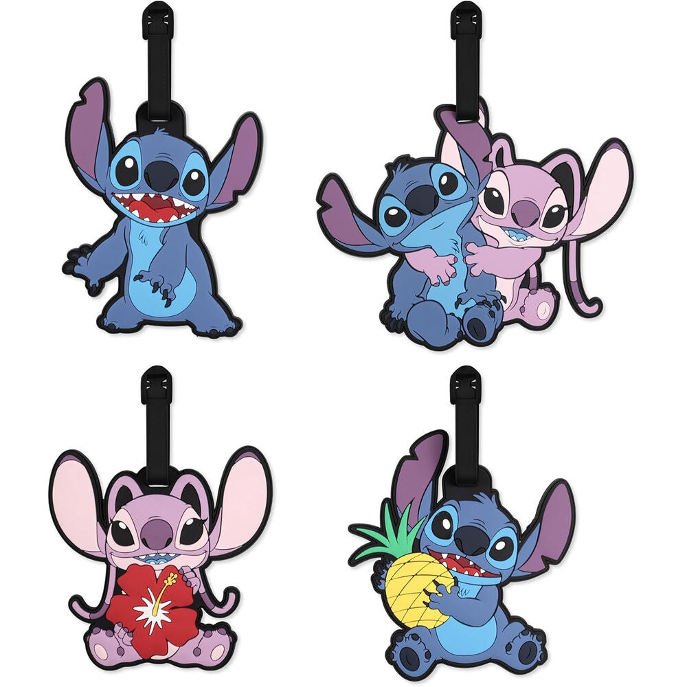 Set mit 4 Disney Gepäckanhängern mit Angel & Stitch Motiven