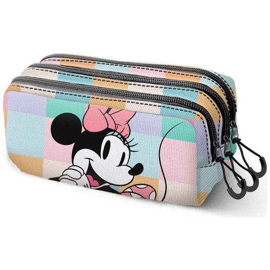 Squares Minnie Disney triple pencil case