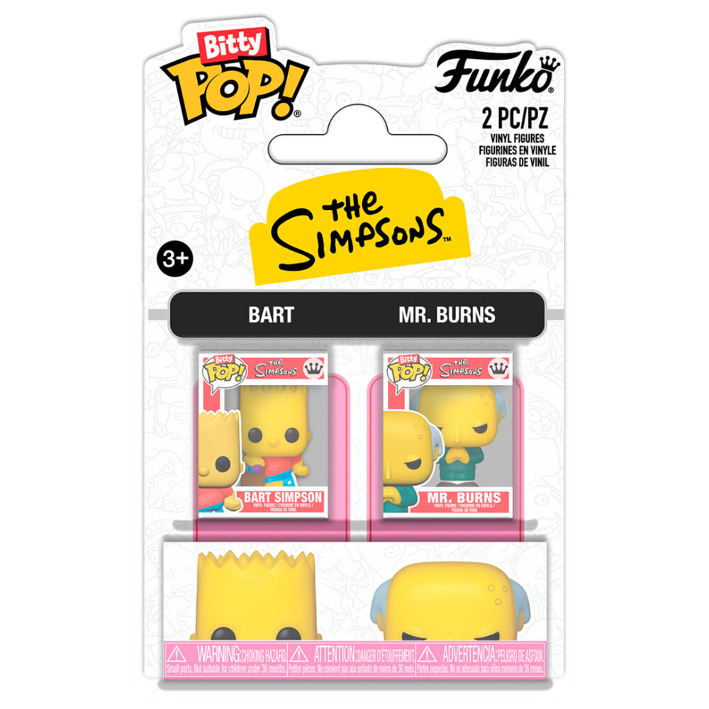 blister 2 figures bitty pop the simpsons bart & mr burns