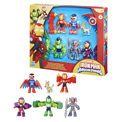 blister pack of 6 iron man and his super team marvel figures  7cm