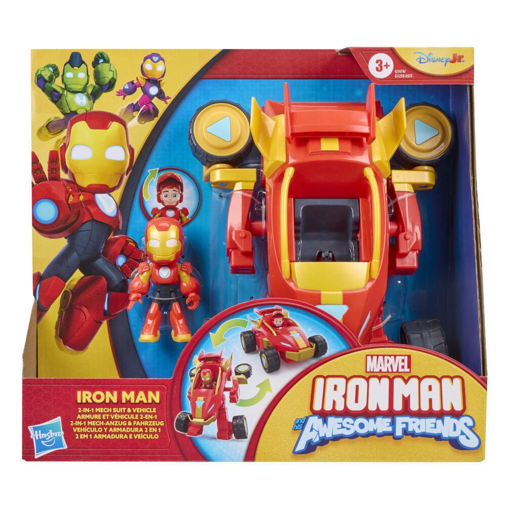 Figurine + Véhicule Iron Man et son équipe de super héros Marvel