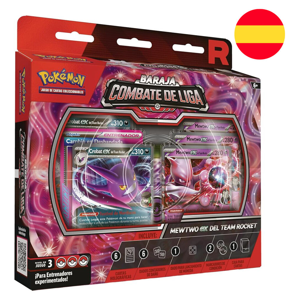 mewtwo ex team rocket pokemon battle deck collectible card game (spanish)