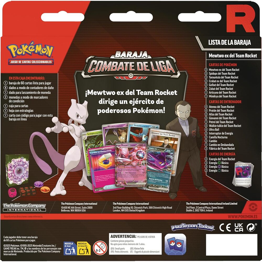 Mewtwo EX Team Rocket Pokemon Battle Deck Kolekcjonerska gra karciana (hiszpański)