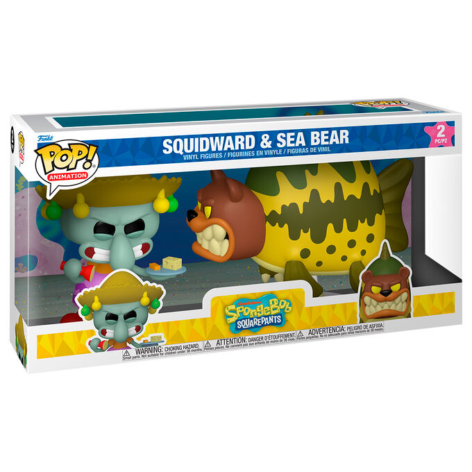 blister 2 pop figures spongebob squarepants squidward & sea bear
