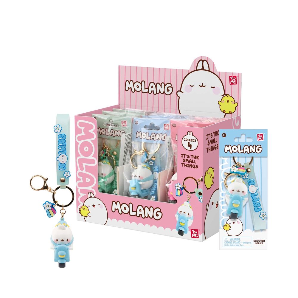 Molang Scooter figure keychain 6cm assorted