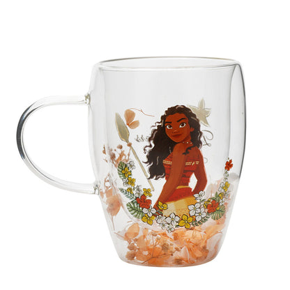 glass mug with dried flowers  vaiana  moana  disney princesses