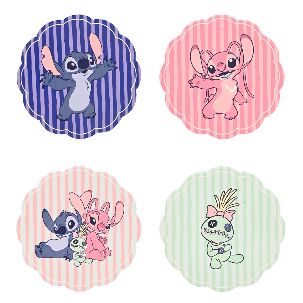 set of 4 ceramic stitch disney coasters