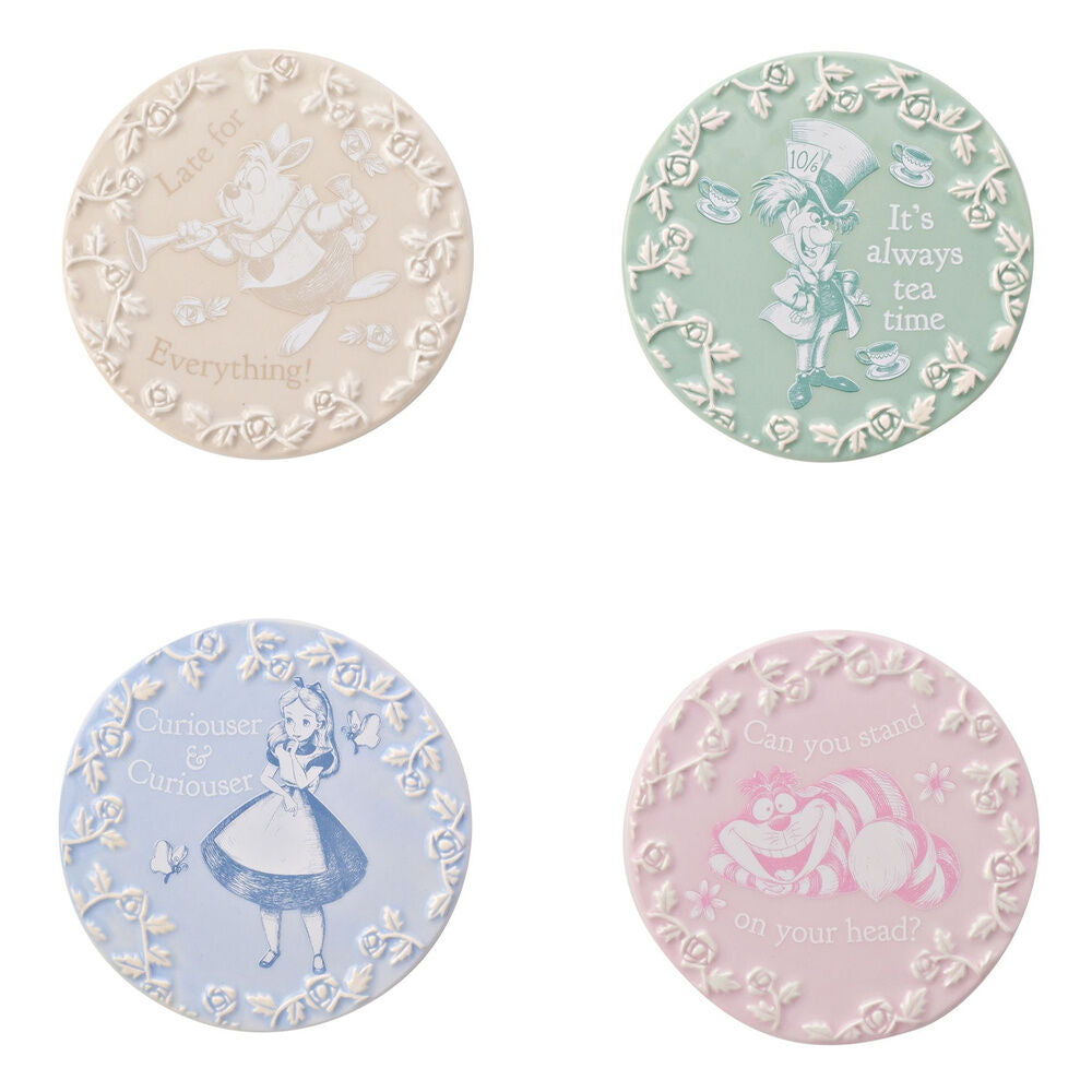 set of 4 disney alice in wonderland coasters