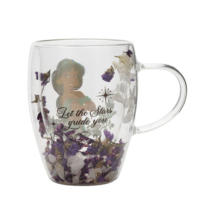 Taza de cristal con flores de jazmín secas Princesas Disney