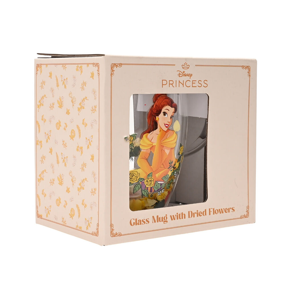 Caneca de cristal com flores secas Princesa Bela da Disney