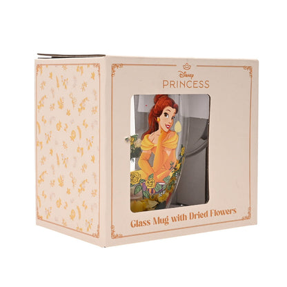 Caneca de cristal com flores secas Princesa Bela da Disney