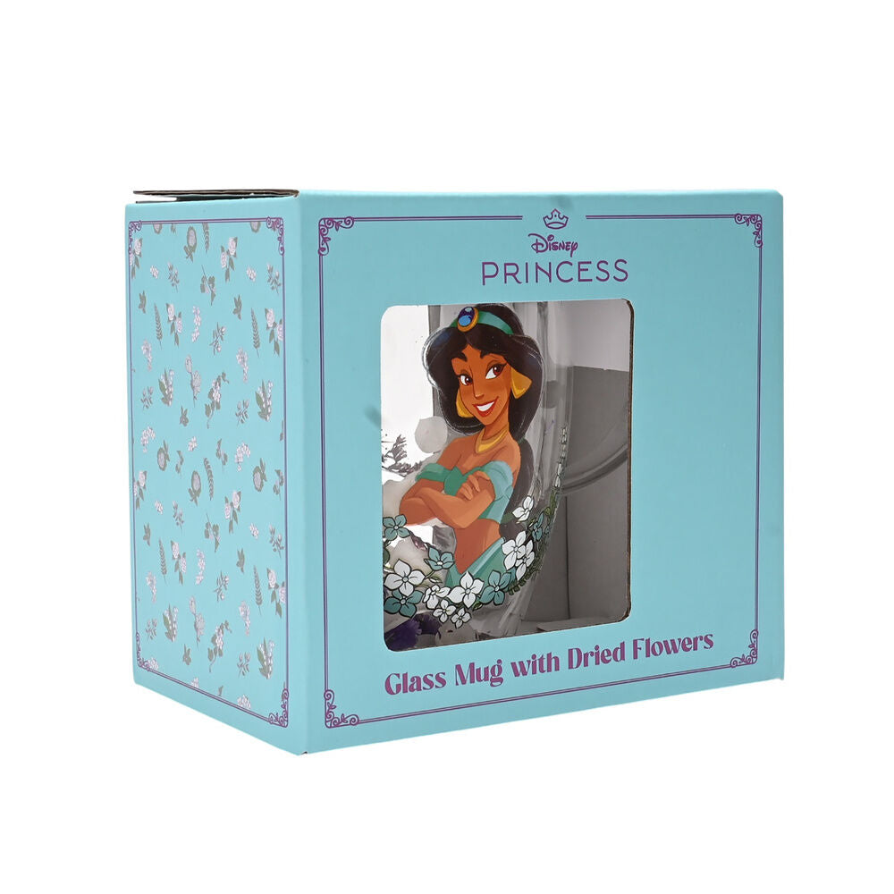 Taza de cristal con flores de jazmín secas Princesas Disney