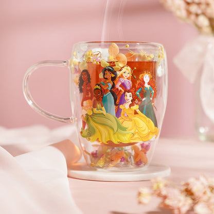 Caneca de vidro com flores secas Princesas da Disney