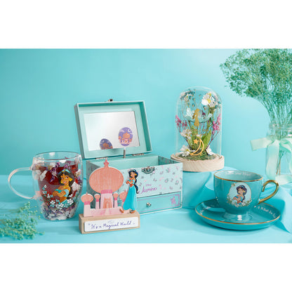 Taza de cristal con flores de jazmín secas Princesas Disney