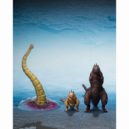 Set di personaggi S H MonsterArts La seconda forma e la terza forma e la gigantesca creatura non identificata Godzilla