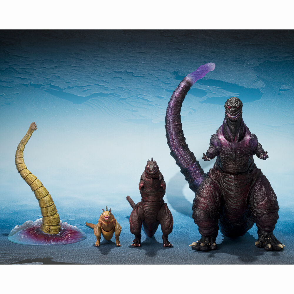 set figures sh monsterarts the second form & third form & giant unidentified creature godzilla