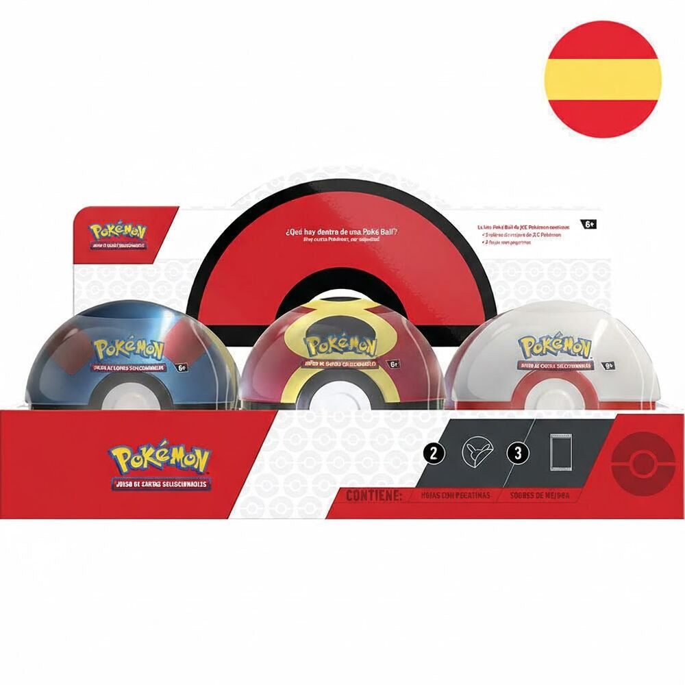 pokeball tin pokemon collectible card game spanish assortment