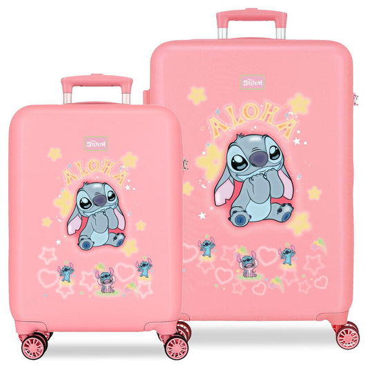 set of 2 abs trolley suitcases you&me stitch disney 55 65cm