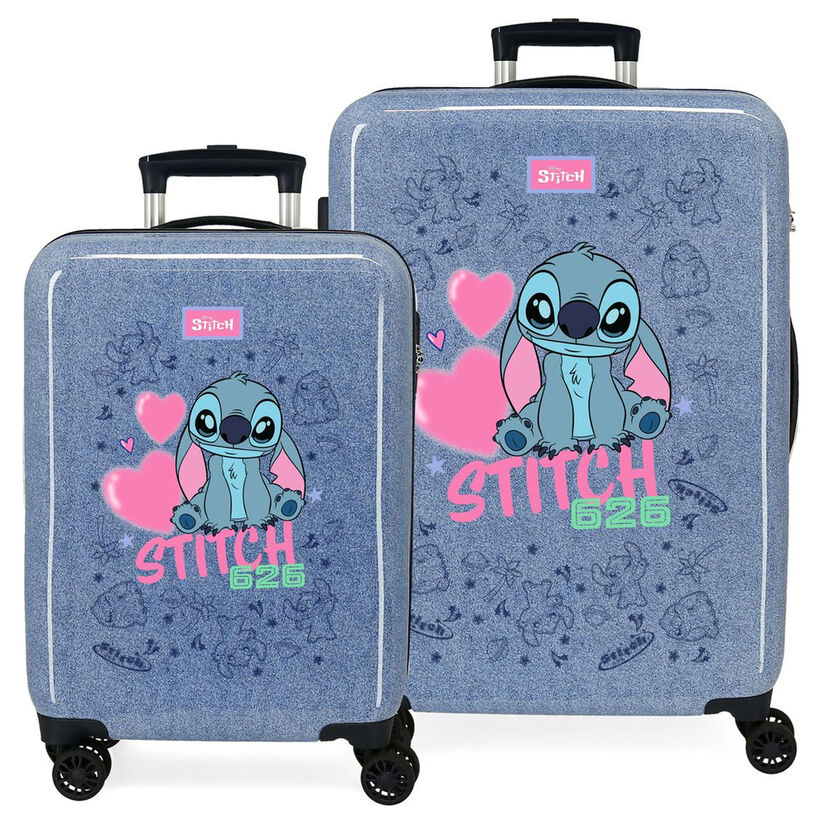 set of 2 disney hearts stitch trolley suitcases 55 65cm