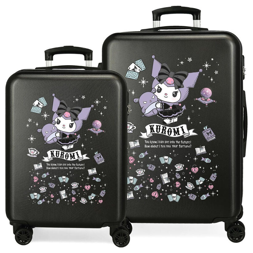 set of 2 abs trolley suitcases fortune telling kuromi hello kitty 55 65cm