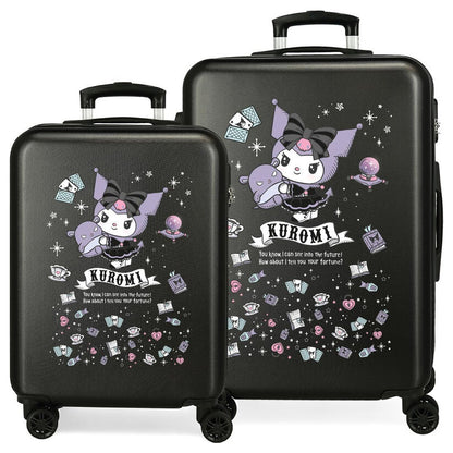 set of 2 abs trolley suitcases fortune telling kuromi hello kitty 55 65cm