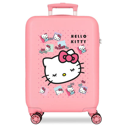 Valigia trolley Hello Kitty in ABS con fiocchi 55 cm
