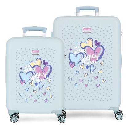 Set of 2 ABS trolley suitcases Best Wishes Movom 55/65cm