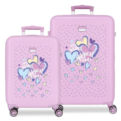 Set of 2 ABS trolley suitcases Best Wishes Movom 55/65cm