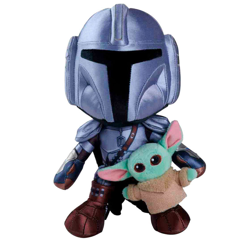 star wars mandalorian plush with mini grogu 25 cm
