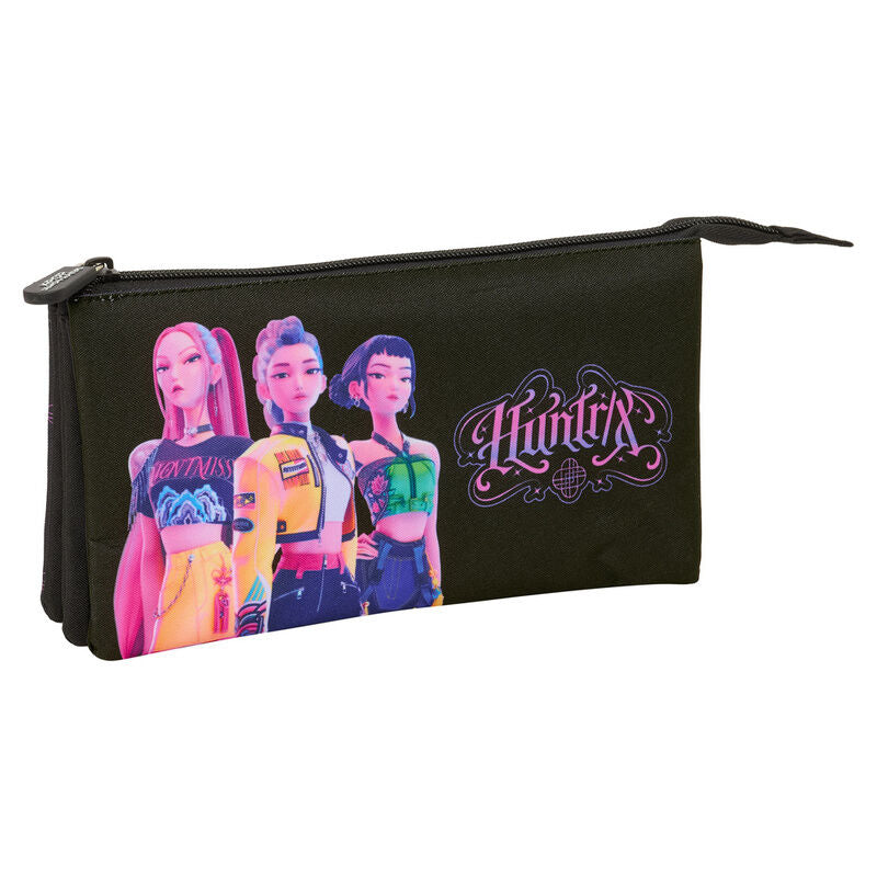 black kpop demon hunters triple pencil case