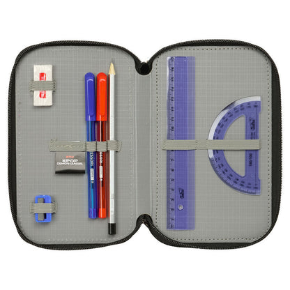 Estuche negro para lápices Kpop Demon Hunters triple 37 piezas