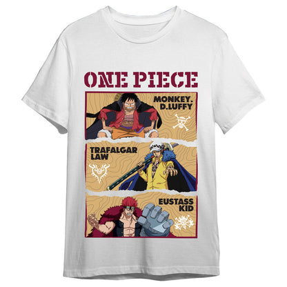 monkey d luffy  trafalgar law & eustass kid one piece adult t shirt