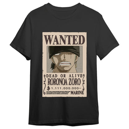 roronoa zoro wanted one piece adult t shirt