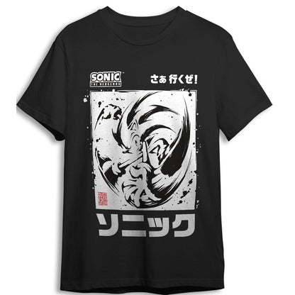 black brush sonic the hedgehog adult t shirt