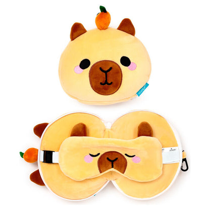 relaxeazzz duke capybara travel pillow eye mask