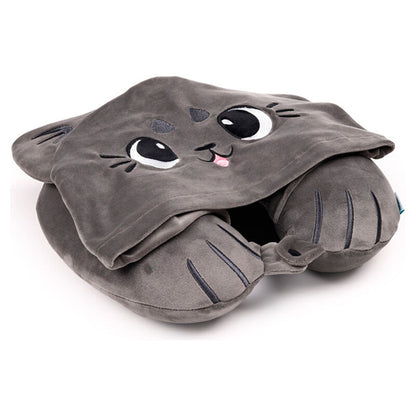 hoodeazzz cats beans & co hooded travel pillow