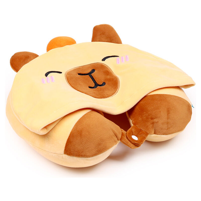 duke the capybara hoodeazzz hooded travel pillow