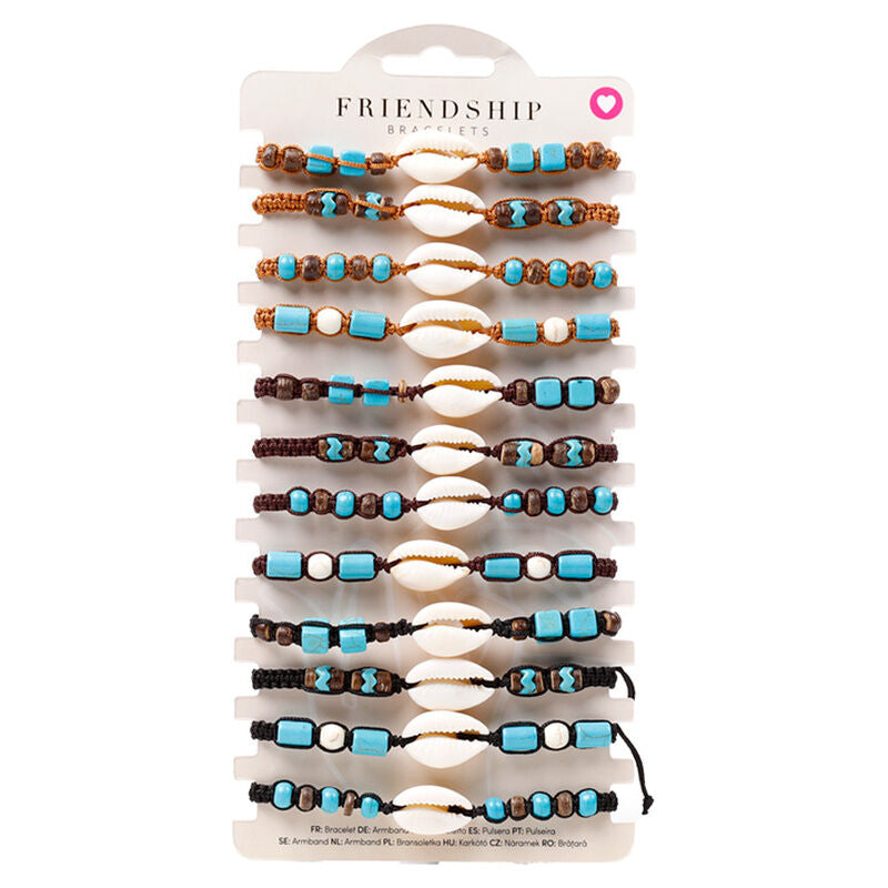 Bracelet bohème avec perles marron et coquillage assorties