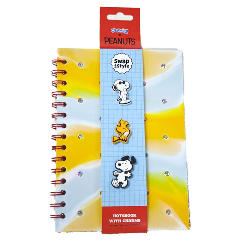 a5 striped notebook peanuts snoopy & woodstock