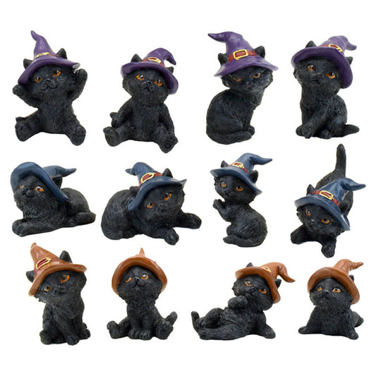 black cat witch figurine assorted